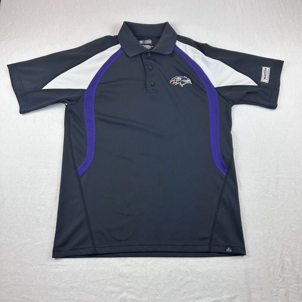Baltimore Ravens Performance Polo Shirt Mens M Black Colorblock Short Sleeve